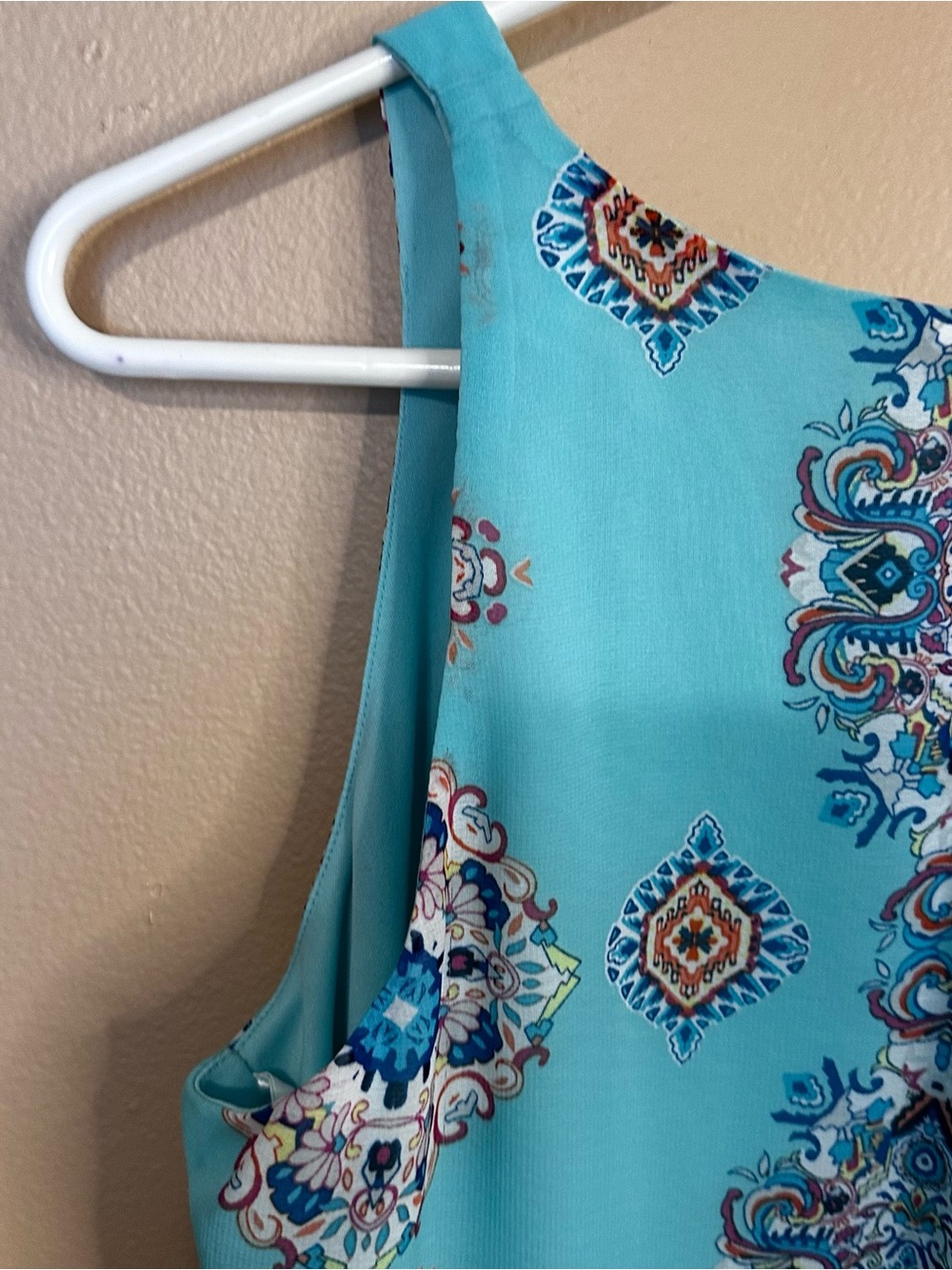 by & by Aqua Tile-Print Sleeveless Shift Dress - Picture 4 of 9